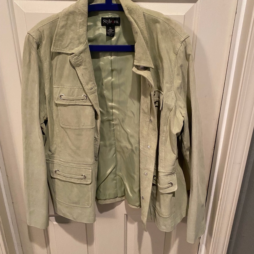 Style and Co Macy's XL Suede Light Green